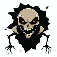 halloween skull vector, horror alien skull vector icon isolated on white background