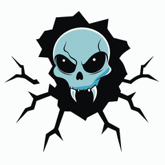 terrifying skeletal alien horror creature icon isolated on white background