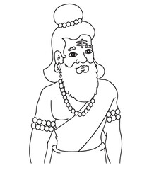 Cute cartoon hand drawn vector Rishi Muni outline..