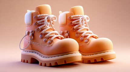 Stylish Peach-Colored Hiking Boots