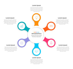Modern Vector infographic label design with circle infographic template design and 6 options or steps. Can be used for process diagram, presentations, workflow layout, banner, flow chart, info graph.
