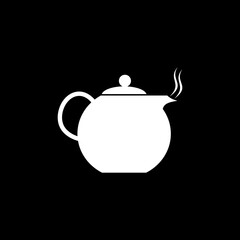Simple black teapot illustration icon isolated on black background