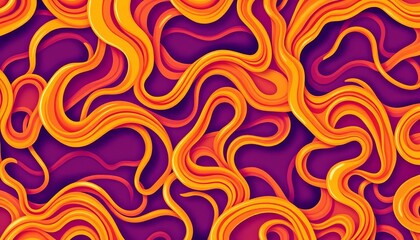 Abstract ramen noodle pattern background Flat vector illustration of wavy geometric pasta texture, modern, art