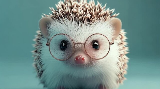 Adorable hedgehog wearing glasses