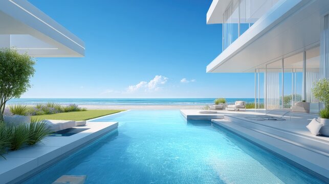 Modern Beachfront Pool House Exterior
