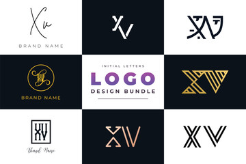 Initial letters ZV Logo Design Bundle