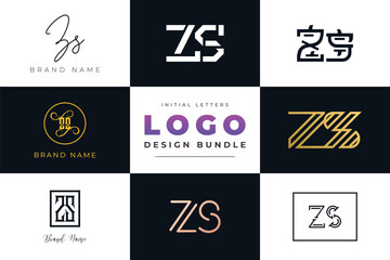 Initial letters ZS Logo Design Bundle