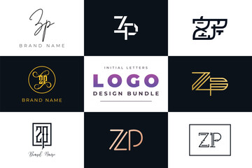 Initial letters ZP Logo Design Bundle