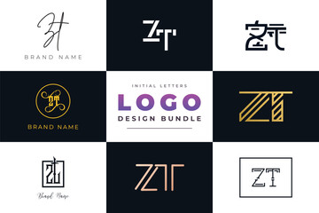Initial letters ZT Logo Design Bundle