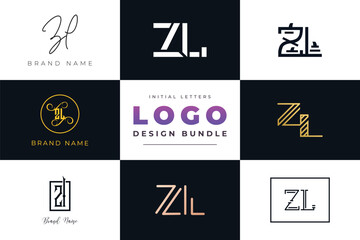 Initial letters ZL Logo Design Bundle