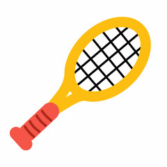 Colorful flat tennis racket, perfect for sport infographics, match flyers, school projects, and summer activity visuals. Great for tennis clubs, fitness icons, and training equipment designs.