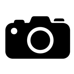 Camera icon in black and white for photography, vector illustration