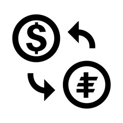Currency Exchange Icon Dollar to Franc Symbol | Money Transfer Vector Graphic | Financial Transaction Silhouette PNG for Banking & Forex Use