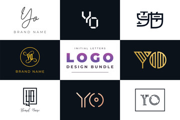 Initial letters YO Logo Design Bundle