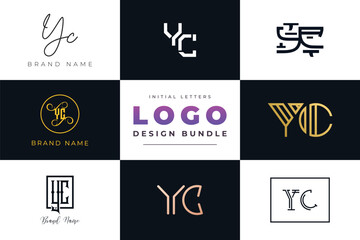 Initial letters YC Logo Design Bundle