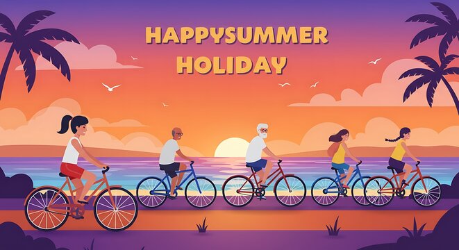 Happy Summer Holiday: Sunset Bike Ride - Powered by Adobe