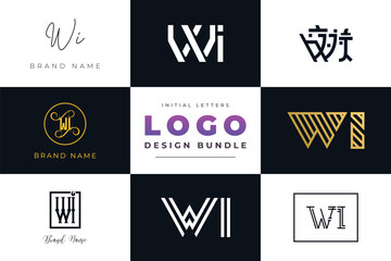 Initial letters WI Logo Design Bundle