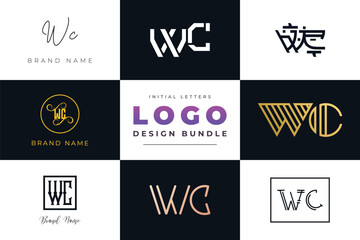 Initial letters WC Logo Design Bundle