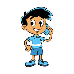 cartoon boy with headphones vector illustration