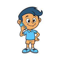 cartoon boy with headphones vector illustration