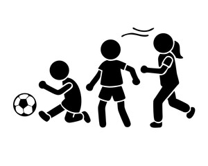 children playing football