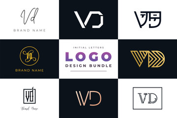 Initial letters VD Logo Design Bundle