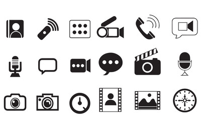 Social Media icon set. Online community, media, website, blog, content, business marketing and social network icons.