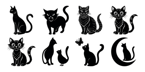 Fototapeta premium set of black cats