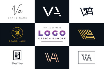 Initial letters VA Logo Design Bundle