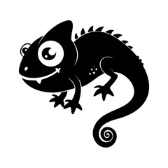 Chameleon Lizard Icon Vector | Cute Reptile Cartoon Silhouette | Gecko Character Clipart | Animal Wildlife Outline | Tropical Creature Design Graphic
