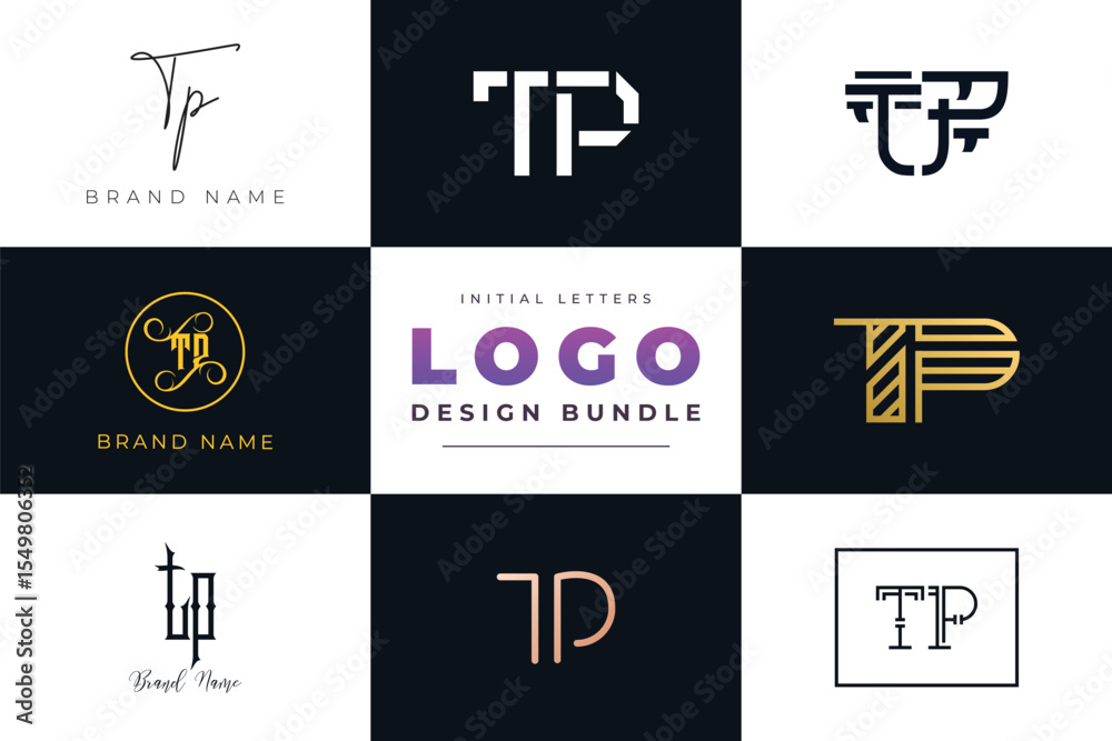 Fototapete initial letters tp logo design bundle