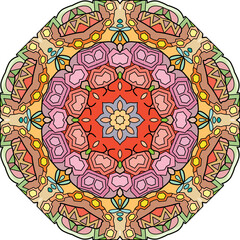 Colorful cute Mandala. Decorative unusual round ornaments.