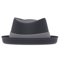 Homburg Hat 3d icon in cartoon plastic style minimal isolated on transparent white background, clipping path