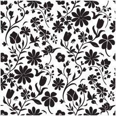 seamless floral pattern with flowers  Silhouette vector Design.
