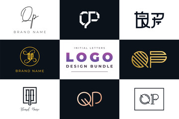 Initial letters QP Logo Design Bundle