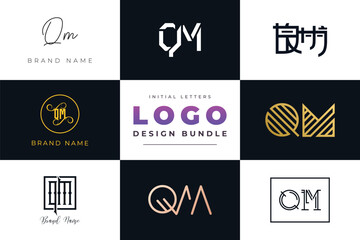 Initial letters QM Logo Design Bundle