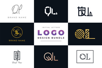 Initial letters QL Logo Design Bundle