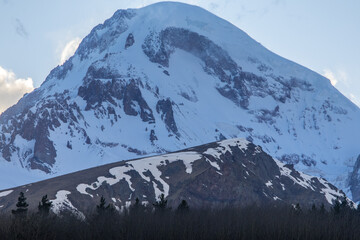snow covered mountains in winter