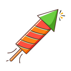 Colorful Firework Rocket Icon Vector | Festive Celebration Cartoon PNG | Party Pyrotechnic Graphic for New Year, Holiday, Festival & Event Design