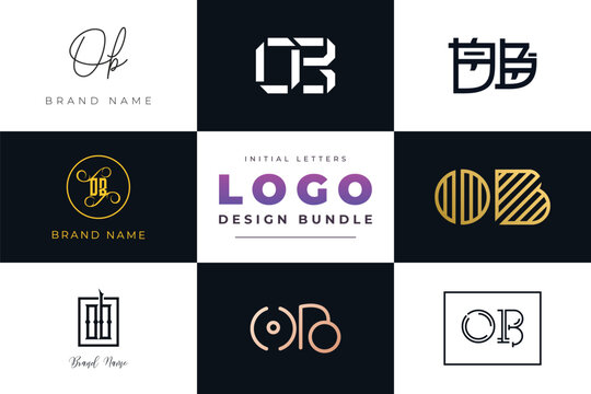 Initial letters OB Logo Design Bundle