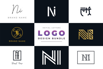 Initial letters NI Logo Design Bundle