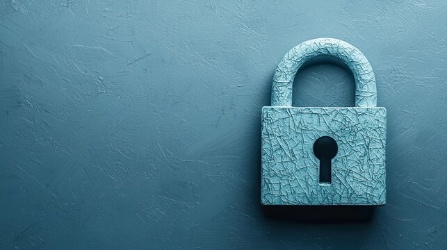 Elegant Blue Padlock on Textured Surface for Security Concept