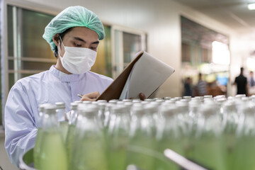 quality supervisor or food or beverages technician inspection about condition control food or...