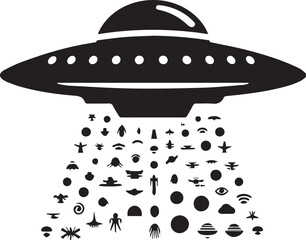 Ufo Silhouette of spaceship vector silhouette vector