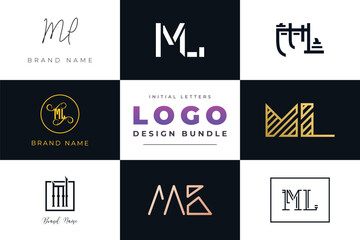 Initial letters ML Logo Design Bundle