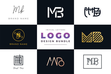 Initial letters MB Logo Design Bundle