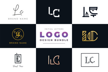 Initial letters LC Logo Design Bundle