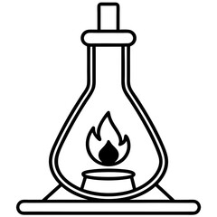 Bunsen burner line art vector