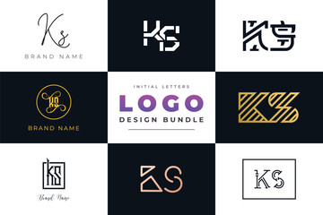 Initial letters KS Logo Design Bundle