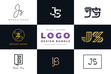 Initial letters JS Logo Design Bundle